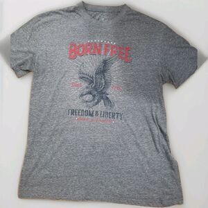 Mens Grey Born Free Graphic Tee Shirt Freedom Liberty Size XXL Short Sleeve